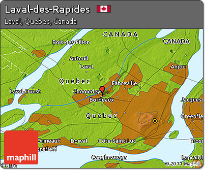 Physical 3D Map of Laval-des-Rapides