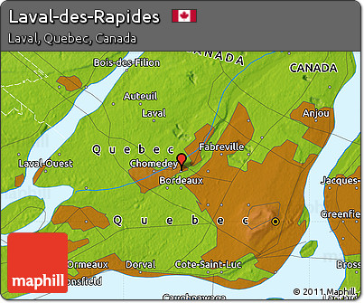 Physical Map of Laval-des-Rapides