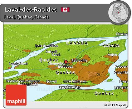 Physical Panoramic Map of Laval-des-Rapides