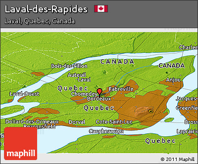 Physical Panoramic Map of Laval-des-Rapides