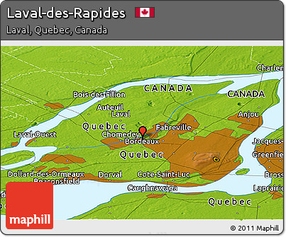 Physical Panoramic Map of Laval-des-Rapides