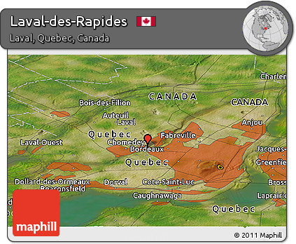 Satellite Panoramic Map of Laval-des-Rapides