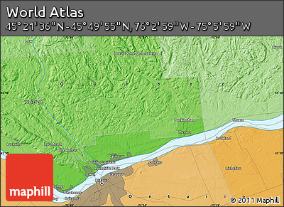 Political Map of the Area around 45° 35' 46" N, 75° 34' 29" W