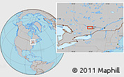 Gray Location Map of the area around 45° 35' 46" N, 76° 25' 30" W