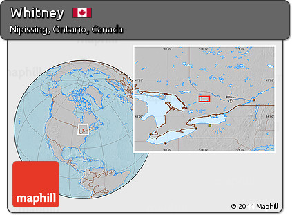 Gray Location Map of Whitney, hill shading