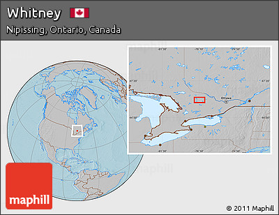 Gray Location Map of Whitney, hill shading