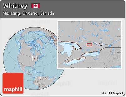 Gray Location Map of Whitney, hill shading