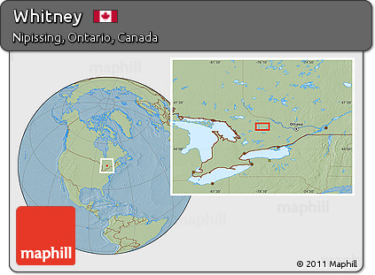 Savanna Style Location Map of Whitney, hill shading