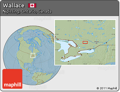 Savanna Style Location Map of Wallace, hill shading