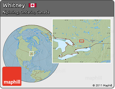 Savanna Style Location Map of Whitney, hill shading