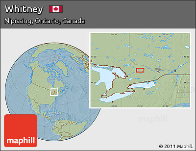 Savanna Style Location Map of Whitney, hill shading