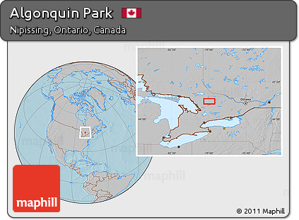 Gray Location Map of Algonquin Park, hill shading
