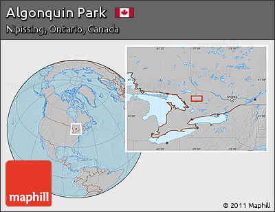 Gray Location Map of Algonquin Park, hill shading