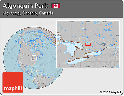 Gray Location Map of Algonquin Park, hill shading
