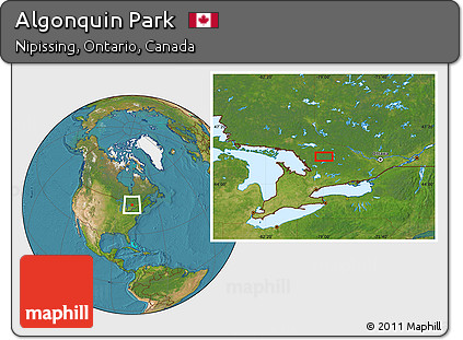Satellite Location Map of Algonquin Park