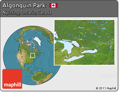 Satellite Location Map of Algonquin Park