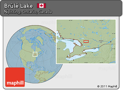 Savanna Style Location Map of Brûlé Lake, hill shading