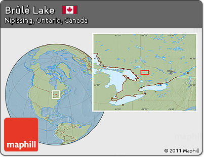 Savanna Style Location Map of Brûlé Lake, hill shading