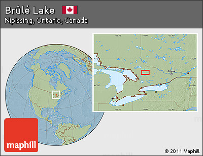 Savanna Style Location Map of Brûlé Lake, hill shading