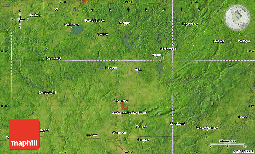 Satellite Map of Rice Lake