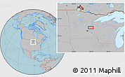 Gray Location Map of the area around 45° 35' 46" N, 92° 34' 29" W, hill shading