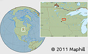Savanna Style Location Map of the area around 45° 35' 46" N, 92° 34' 29" W, hill shading