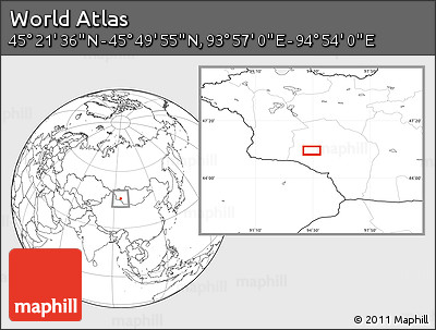 Blank Location Map of the Area around 45° 35' 46" N, 94° 25' 30" E
