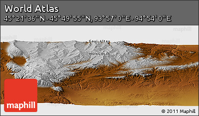 Physical Panoramic Map of the Area around 45° 35' 46" N, 94° 25' 30" E