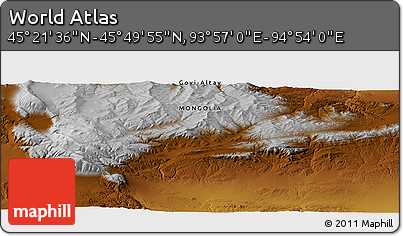 Physical Panoramic Map of the Area around 45° 35' 46" N, 94° 25' 30" E
