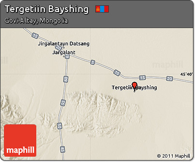 Shaded Relief Map of Tergetiin Bayshing