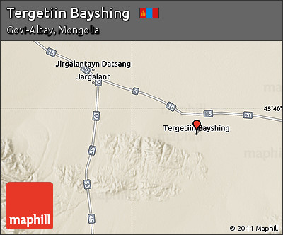 Shaded Relief Map of Tergetiin Bayshing