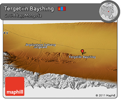 Physical Panoramic Map of Tergetiin Bayshing