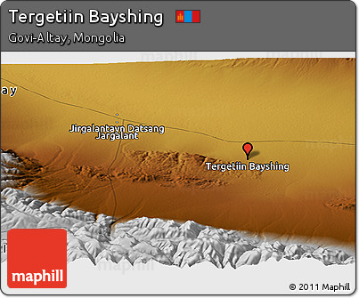 Physical Panoramic Map of Tergetiin Bayshing