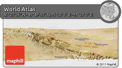 Satellite Panoramic Map of the Area around 45° 35' 46" N, 96° 58' 29" E