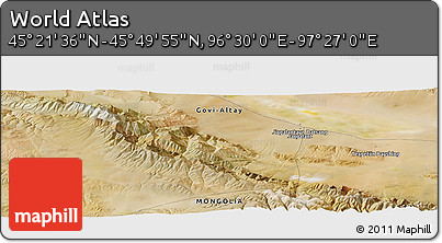 Satellite Panoramic Map of the Area around 45° 35' 46" N, 96° 58' 29" E