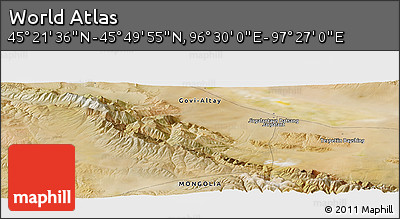 Satellite Panoramic Map of the Area around 45° 35' 46" N, 96° 58' 29" E