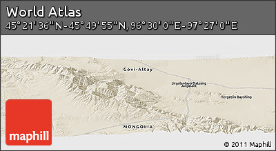 Shaded Relief Panoramic Map of the Area around 45° 35' 46" N, 96° 58' 29" E
