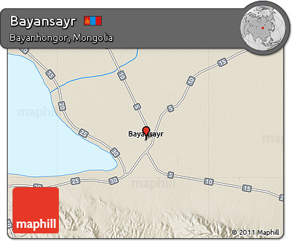 Shaded Relief Map of Bayansayr