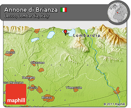 Physical 3D Map of Annone Di Brianza