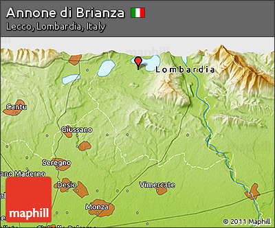 Physical 3D Map of Annone Di Brianza