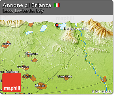 Physical 3D Map of Annone Di Brianza