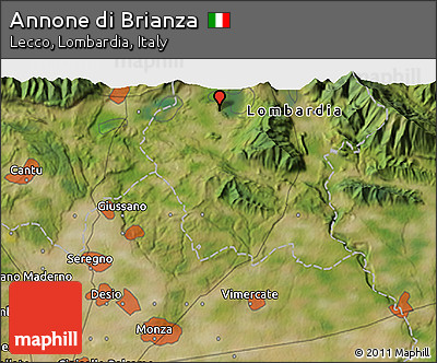 Satellite 3D Map of Annone Di Brianza
