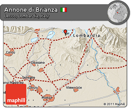 Shaded Relief 3D Map of Annone Di Brianza