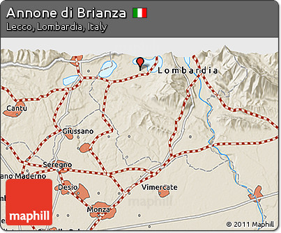 Shaded Relief 3D Map of Annone Di Brianza