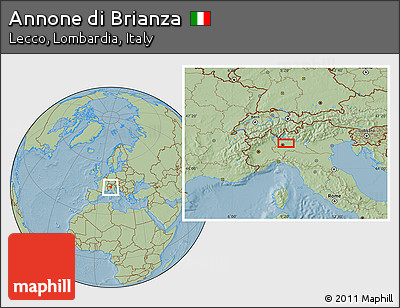 Savanna Style Location Map of Annone Di Brianza, hill shading