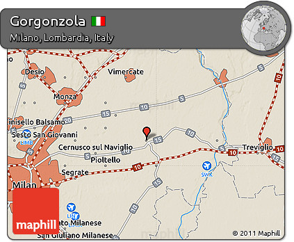 Shaded Relief Map of Gorgonzola