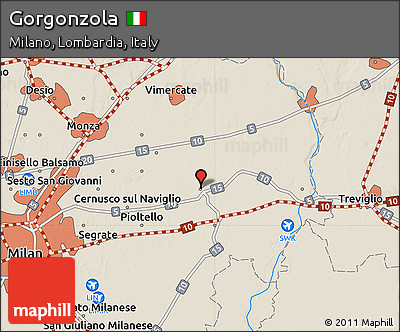 Shaded Relief Map of Gorgonzola
