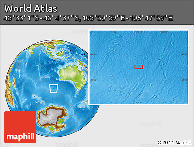 Physical Location Map of the Area around 45° 18' 49" S, 106° 19' 29" E