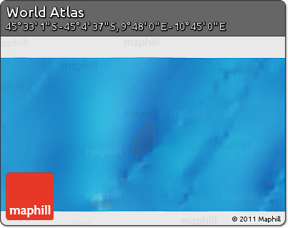 Physical 3D Map of the Area around 45° 18' 49" S, 10° 16' 30" E