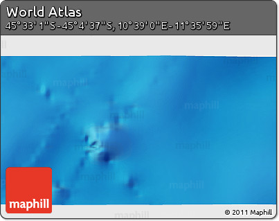 Physical 3D Map of the Area around 45° 18' 49" S, 11° 7' 30" E
